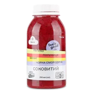 Смузі Feels good з яблучним соком, полуницею, бананом та чорною смородиною - Photo 1
