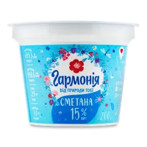 Сметана Гармонія 15% стакан - Photo 1