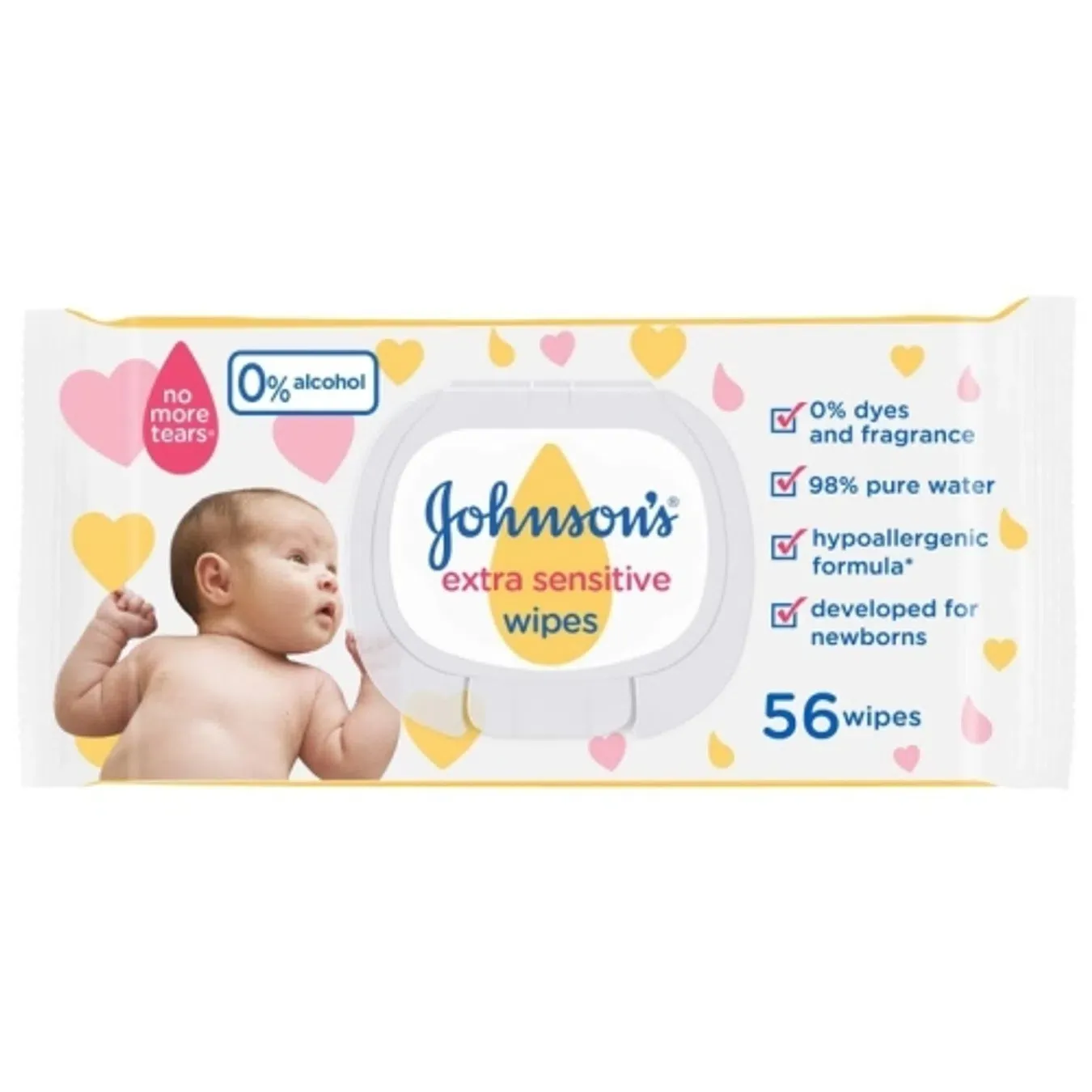 Вологі серветки Johnson`s Baby (Джонсон Бебі) Екстра ніжні для дітей від народження 56 шт - Фото 1