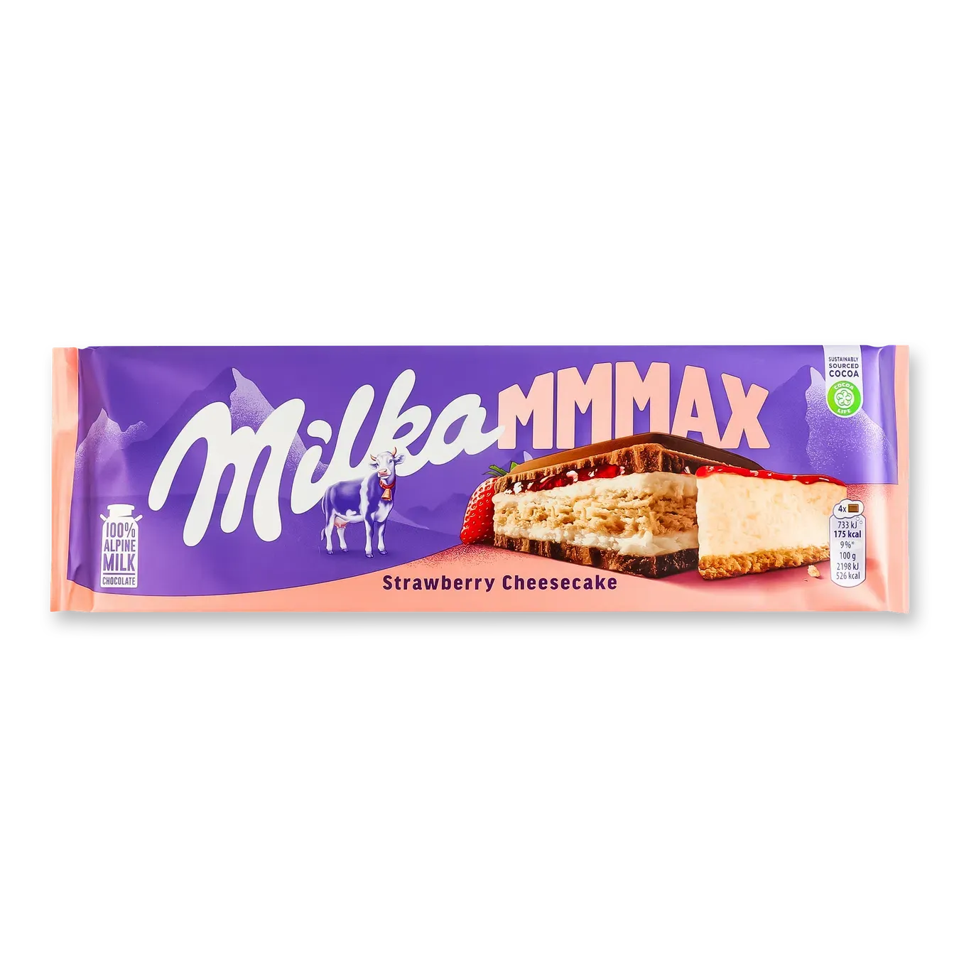 Шоколад молочний Milka зі смаком чизкейка, полуничною начинкою та печивом - Фото 1