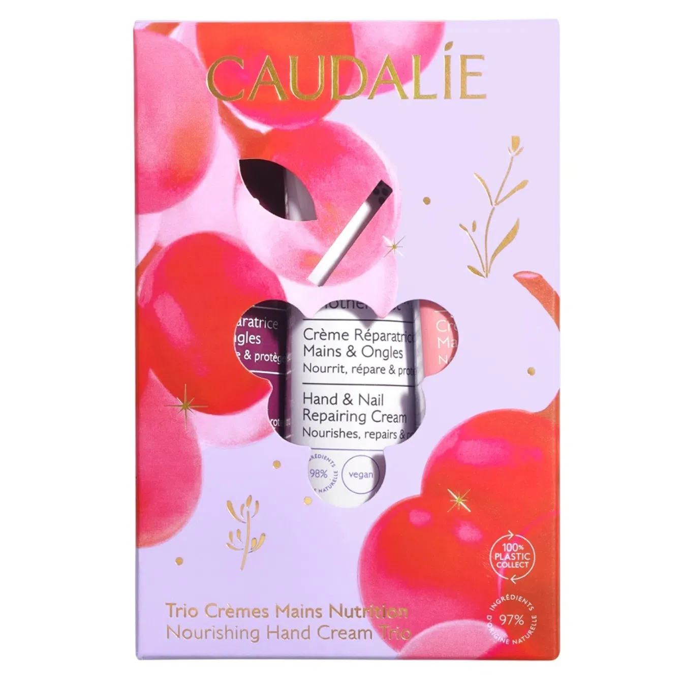 Набір Caudalie (Кодалі) Hand Cream Trio Set 2025 Крем для рук та нігтів Th? des Vignes 30 мл, Vinotherapist Крем для рук та нігтів 30 мл, Крем для рук и ногтей тела Rose de Vignes 30 мл - Фото 1