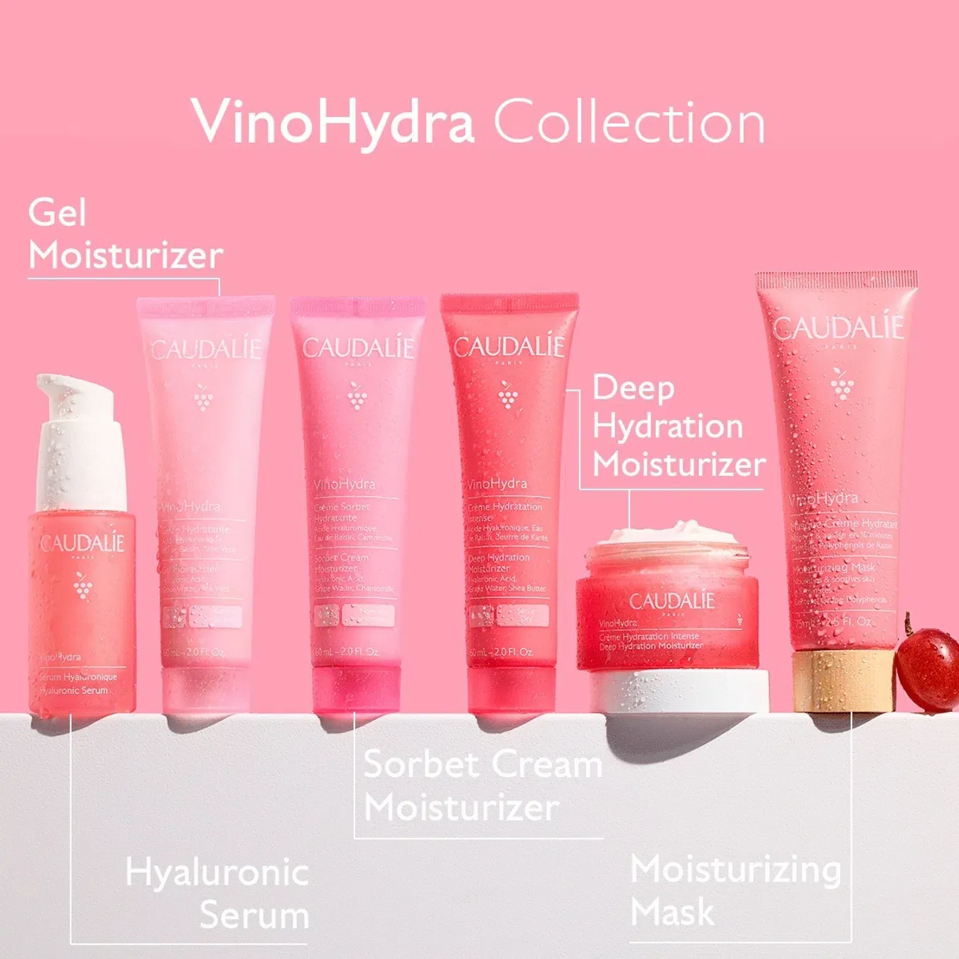 Набір Caudalie (Кодалі) Vinohydra (Віногідра) Deep Hydration Set 2025 Інтенсивний зволожувальний крем 60 мл, Зволожуючий гель для вмивання 30 мл - Фото 1