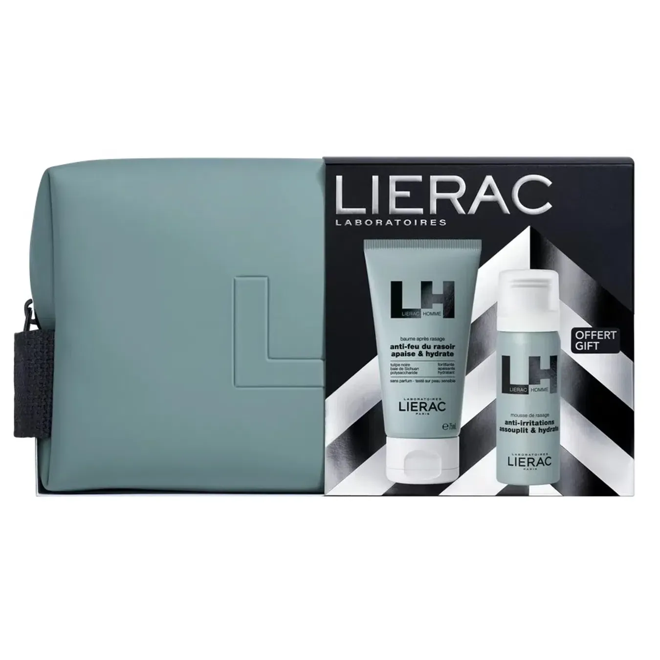 Набір Lierac (Лієрак) Homme (Ом) Косметичка засобів для чоловіків бальзам після гоління 75 мл + піна для гоління 50 мл - Фото 1