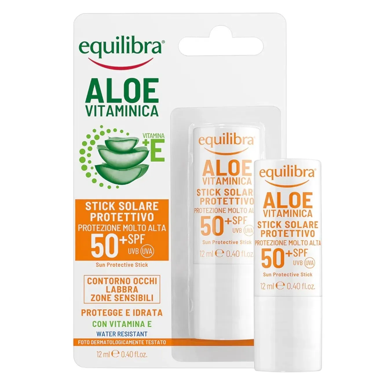 Стік Equilibra (Еквілібра) Aloe (Алое) сонцезахисний для тіла SPF50+ чутливі зони 12 мл - Фото 1