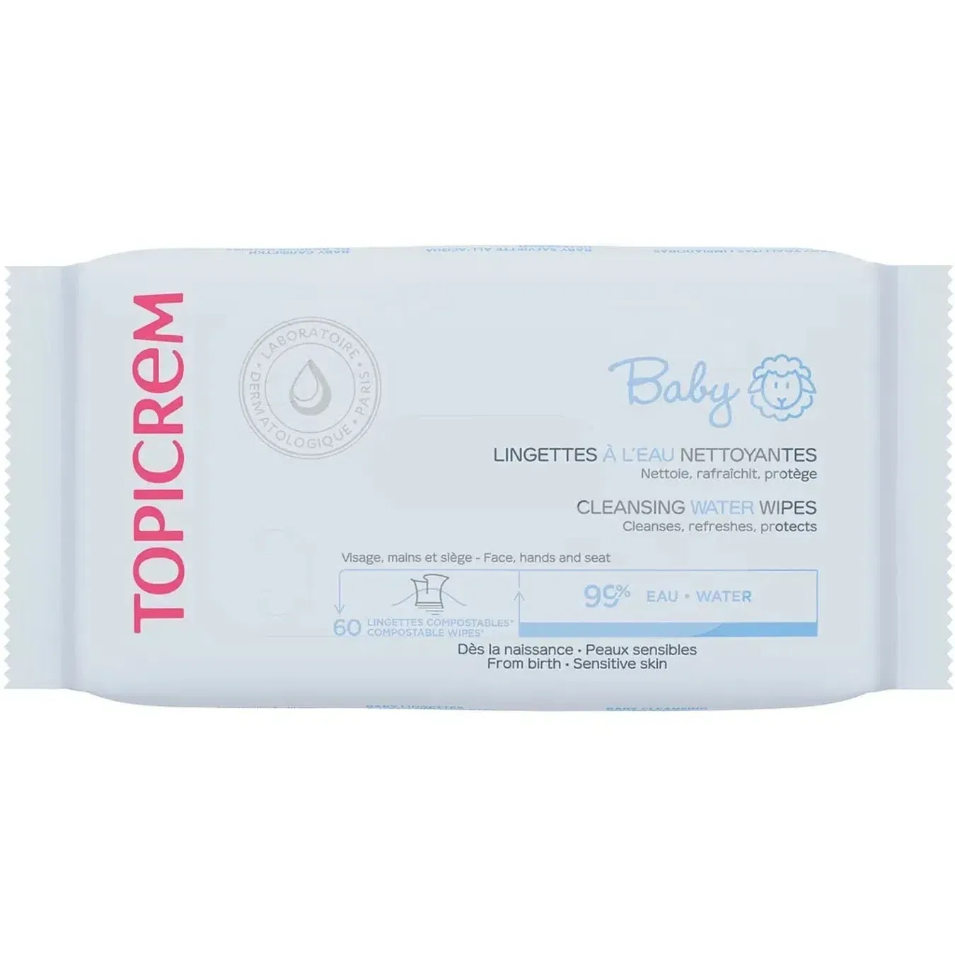 Серветки Topicrem (Топікрем) Baby для дітей очищувальні 60 шт - Фото 1