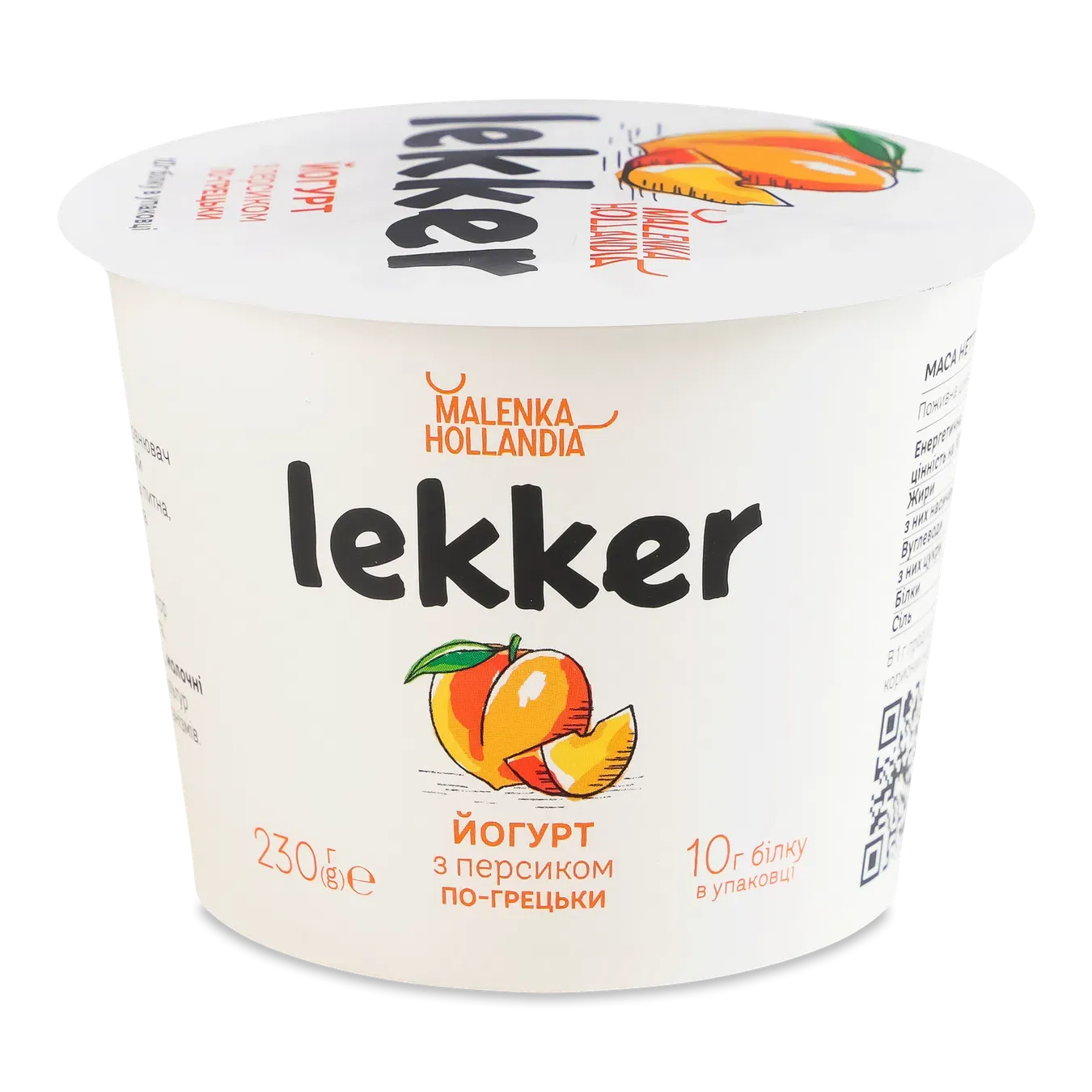 Йогурт Lekker По-грецьки з фруктов напов персик3% - Фото 1