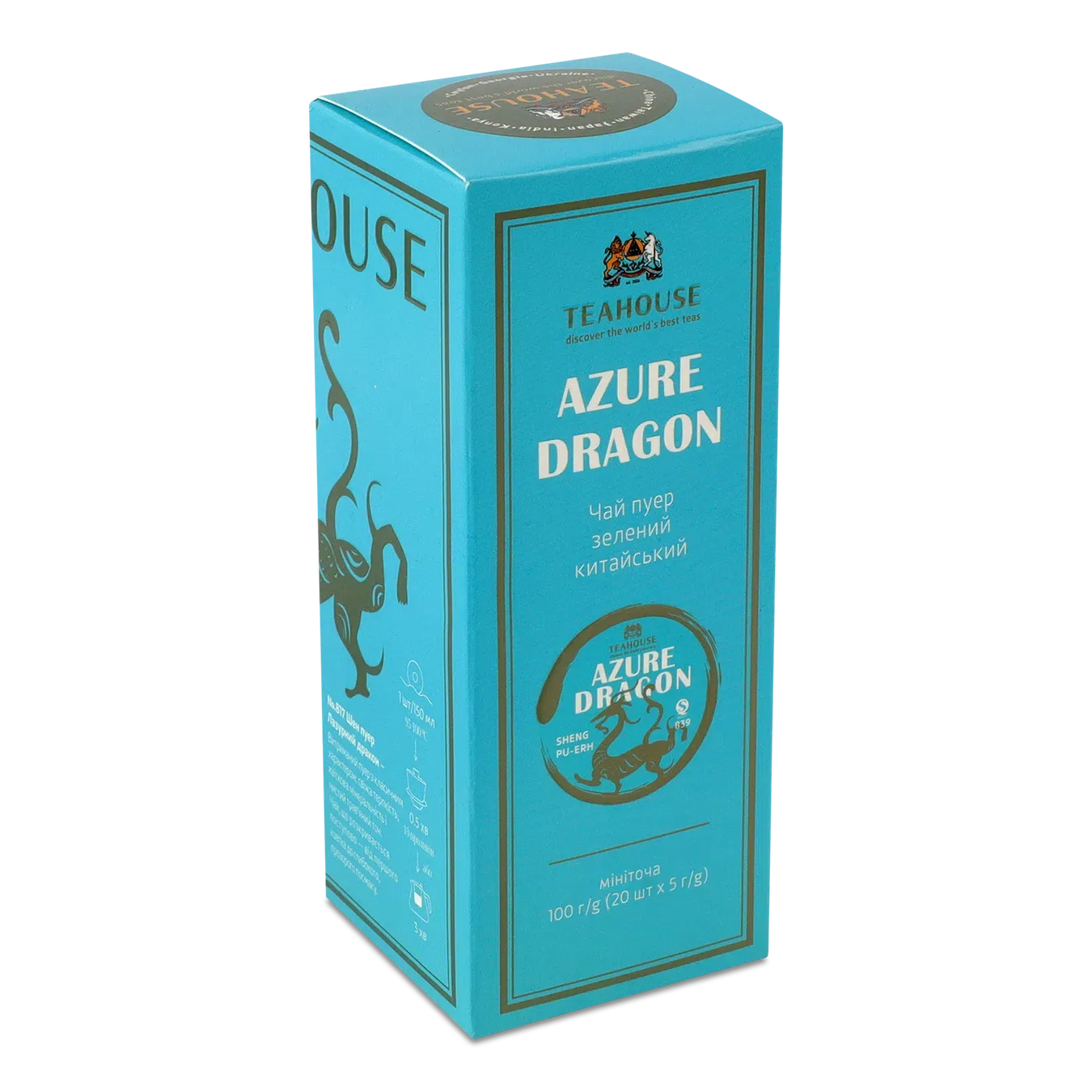 Чай зелений Teahouse Шен Пуер Лазурний Дракон 20 капсул №817 - Фото 1
