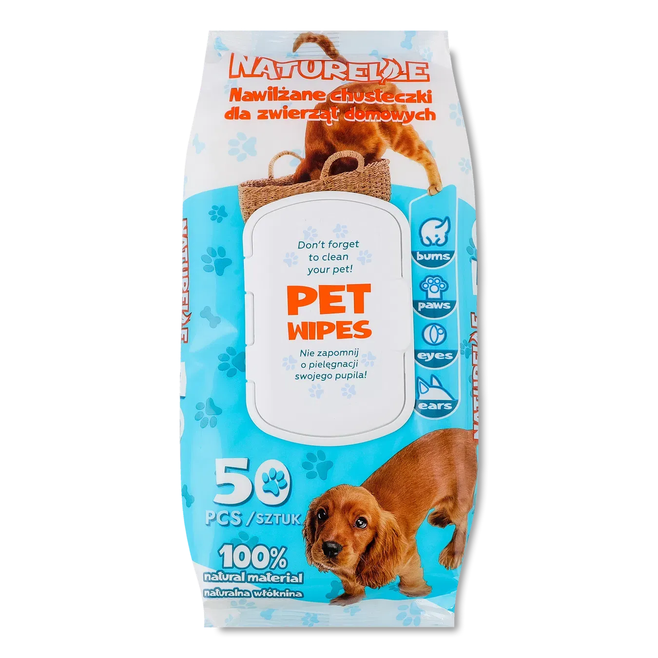 Серветки вологі Naturelle для догляду за тваринами - Фото 1