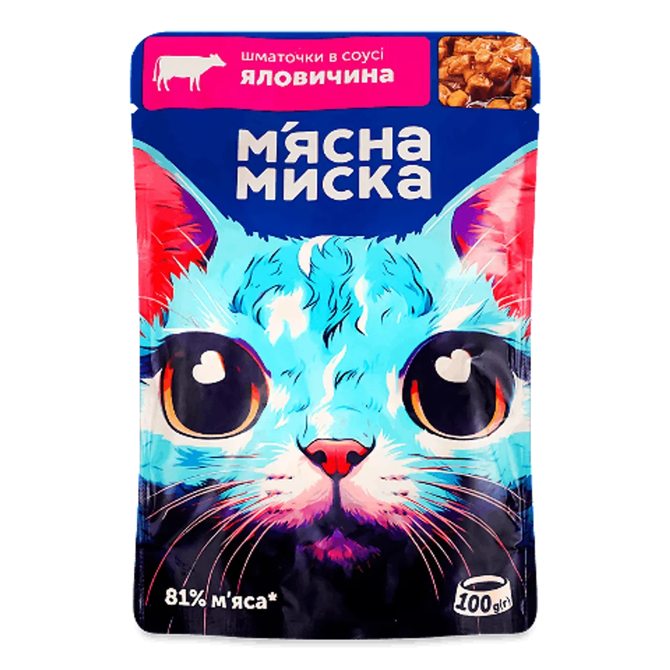 Корм для котів М'ясна Миска яловичина в соусі - Фото 1