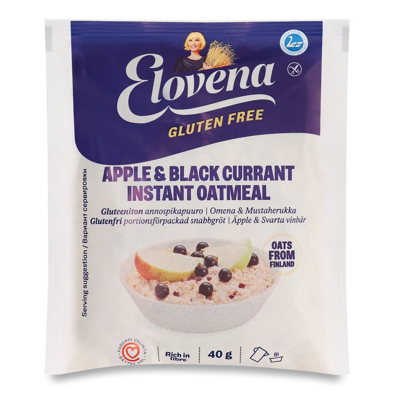 Каша вівсяна Elovena яблуко-смородина - Фото 1