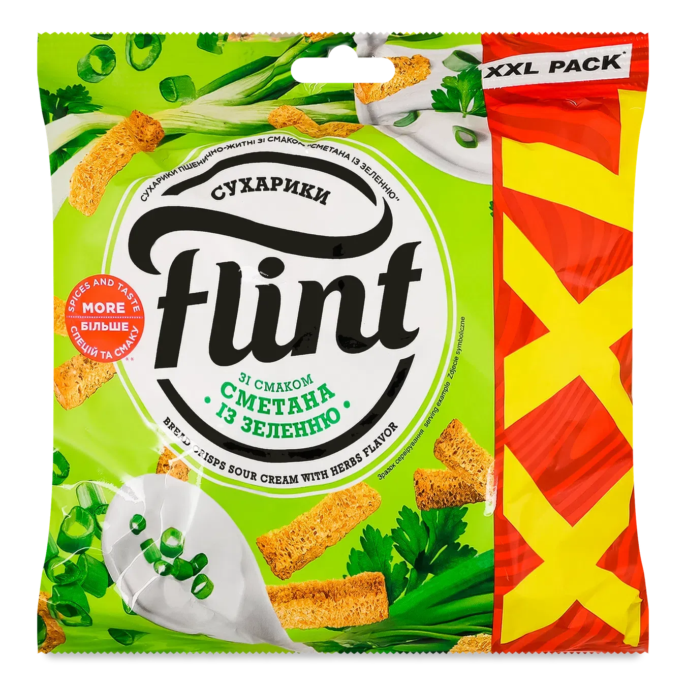 Сухарики Flint пшенично-житні смак сметана із зеленню - Фото 1