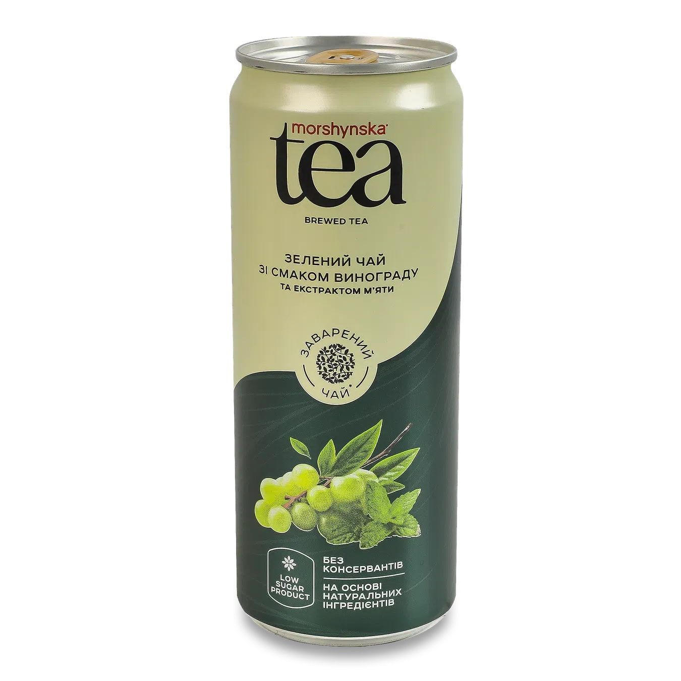 Чай зелений Моршинська холодний зі смаком винограду та м'яти з/б - Фото 1