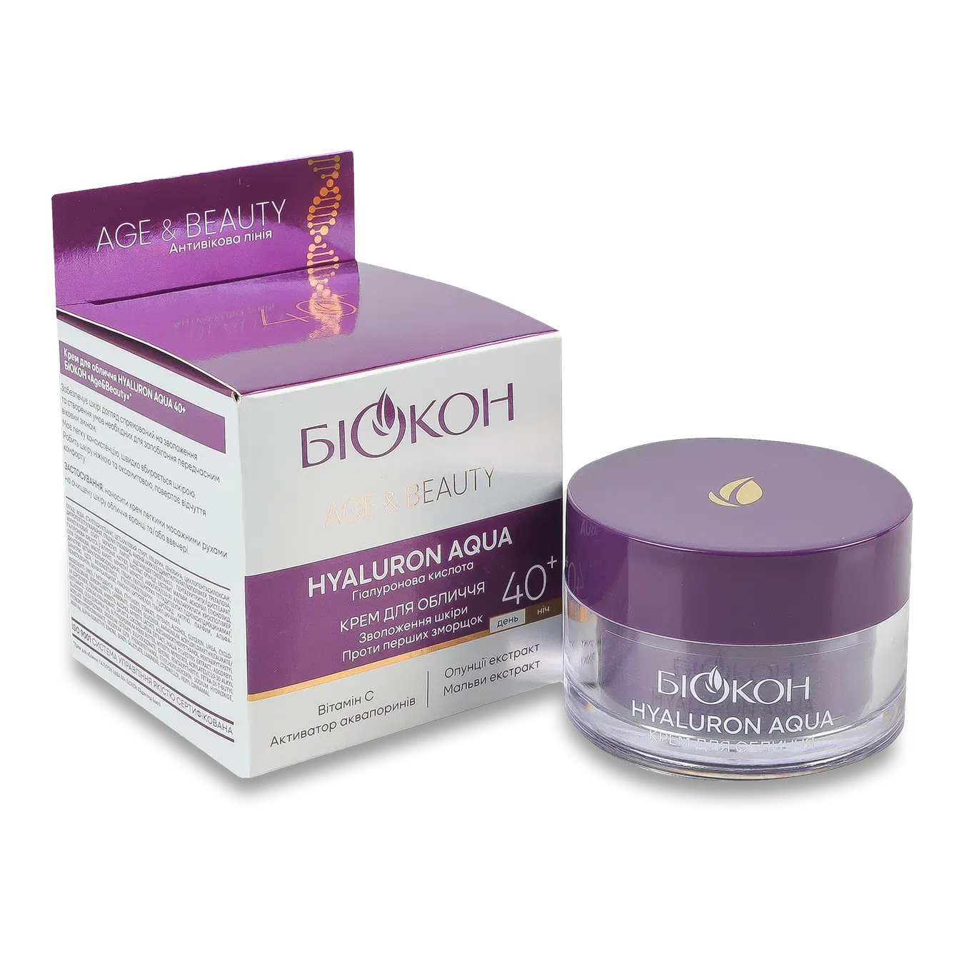 Крем для обличчя Біокон Age&Beauty Hyaluron Aqua 40+ - Фото 1