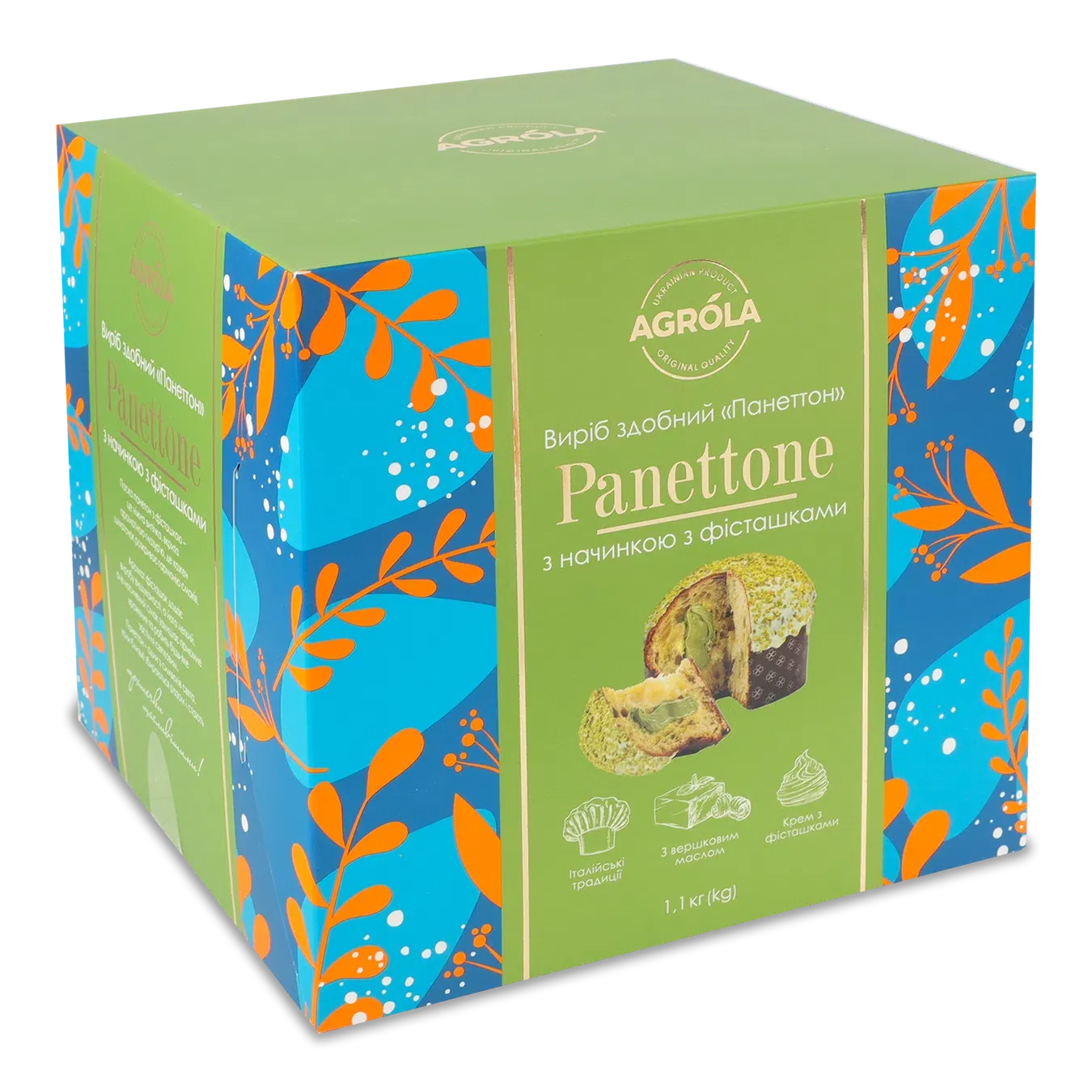 Виріб здобний Agrola Panettone з начинкою з фісташками - Фото 1