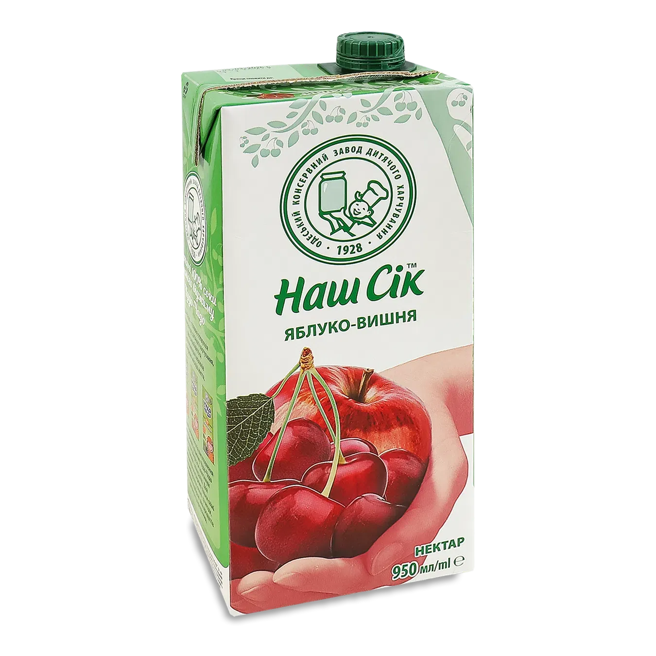 Нектар Наш Сік Яблуко вишня пастеризований - Фото 1