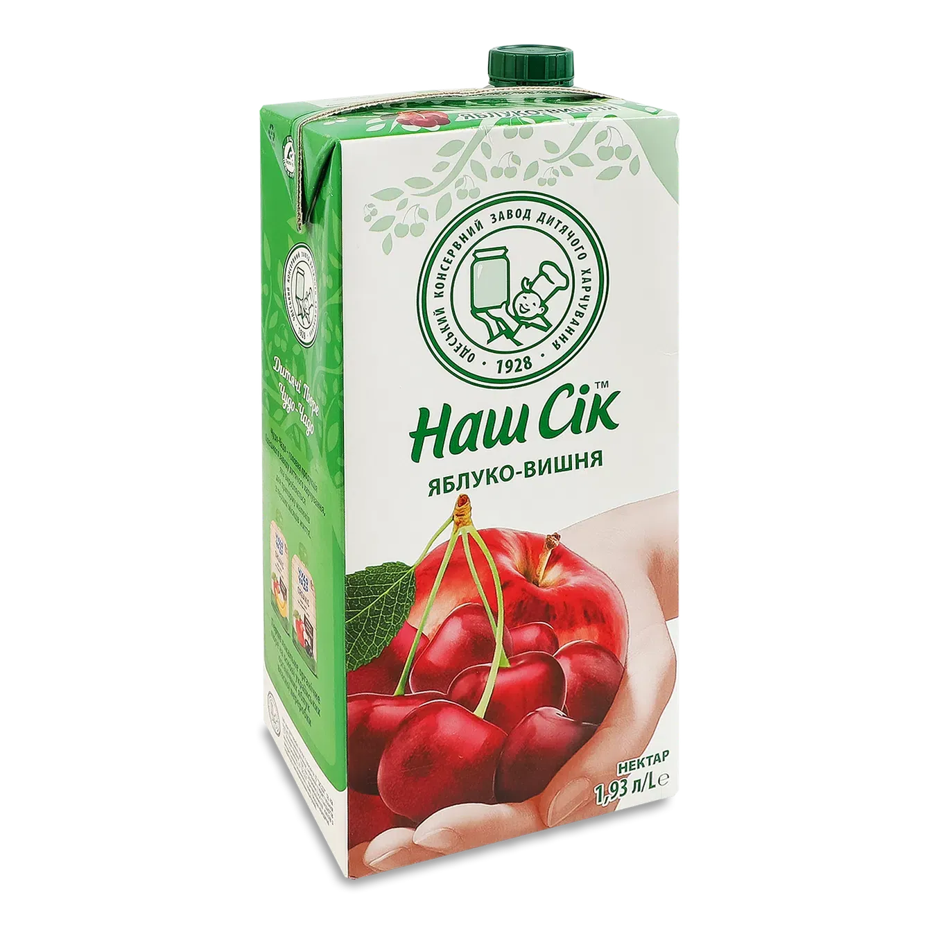 Нектар Наш Сік Яблуко вишня пастеризований - Фото 1