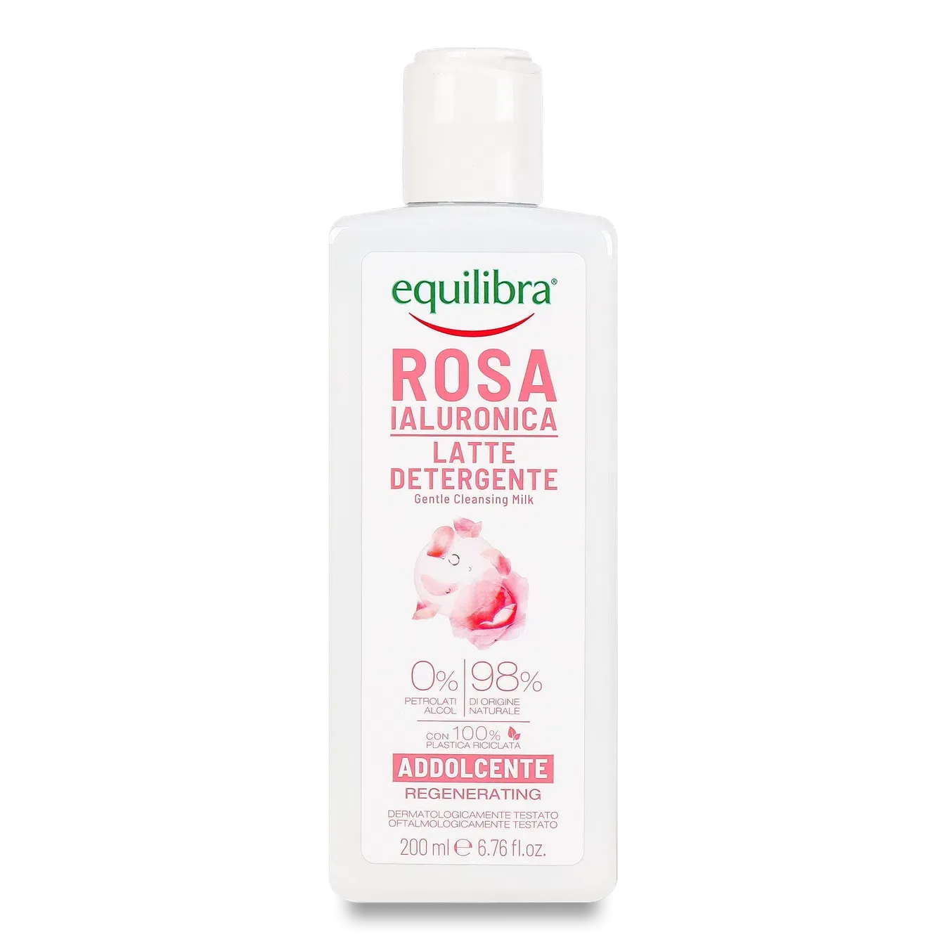 Молочко Equilibra очищувальне гіалуронове з трояндою - Фото 1