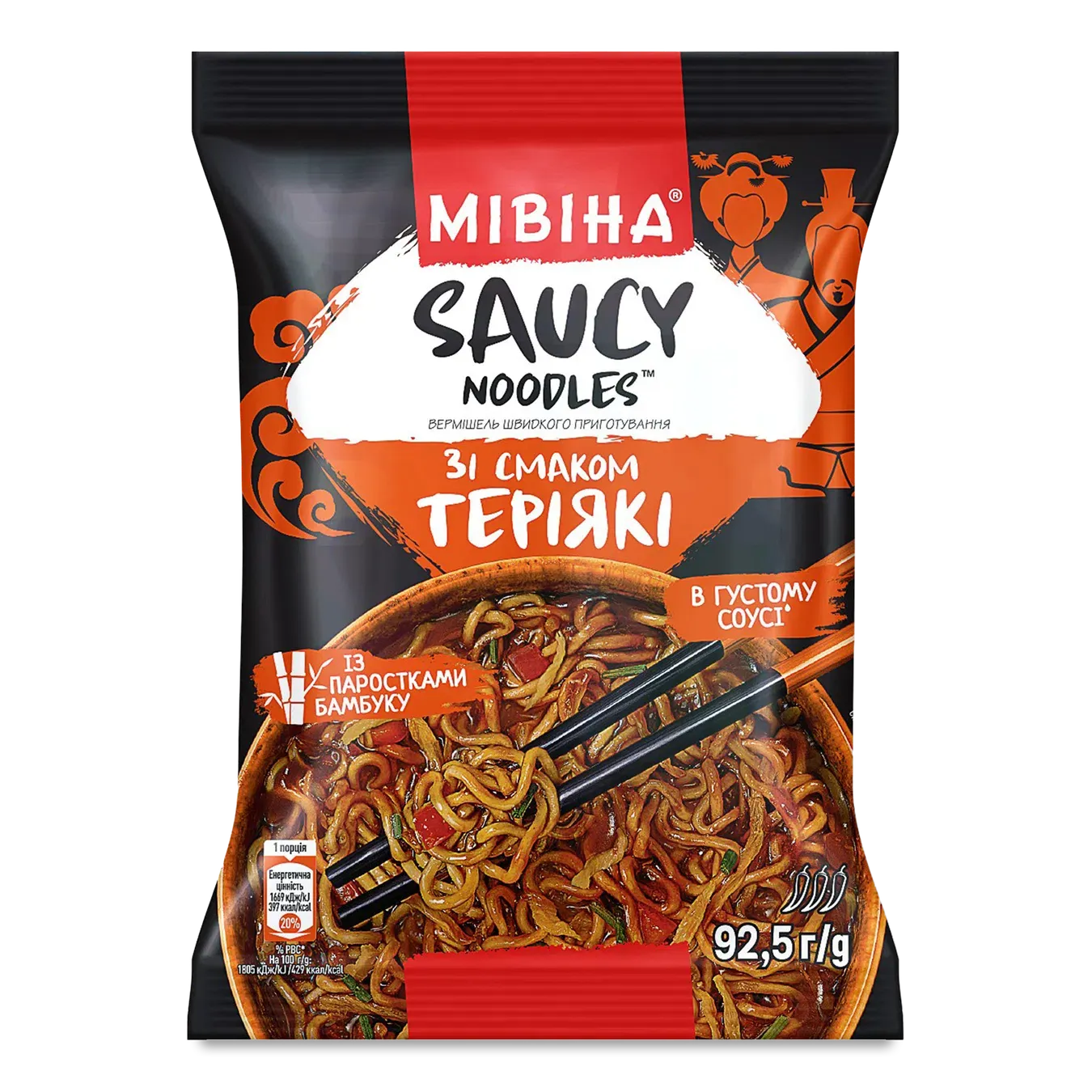 Вермішель Мівіна Saucy noodles зі смаком Теріякі - Фото 1