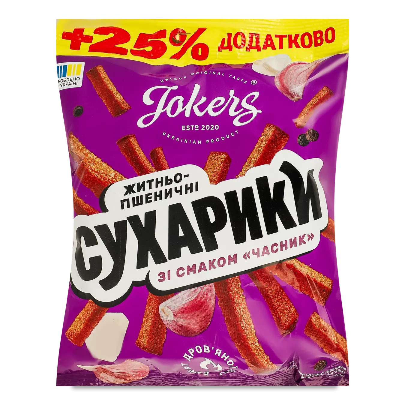 Сухарики Jokers житньо-пшеничні смак часнику - Фото 1