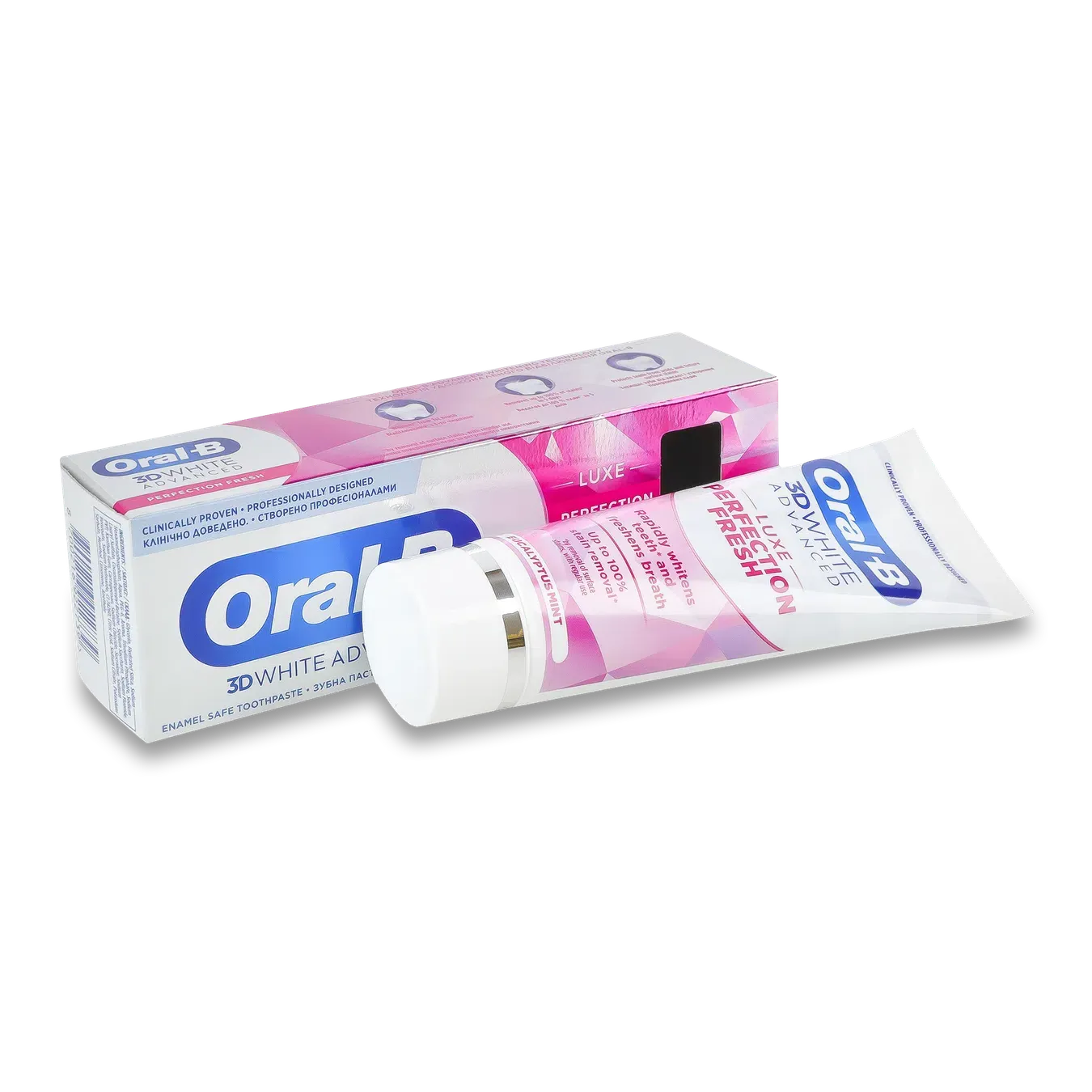 Паста зубна Oral-B 3D White Advanced Luxe Perfection Свіжа м’ята та евкаліпт - Фото 1