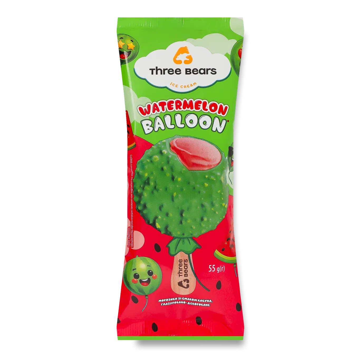 Морозиво Three bears Watermelon balloon смак кавун - Фото 1