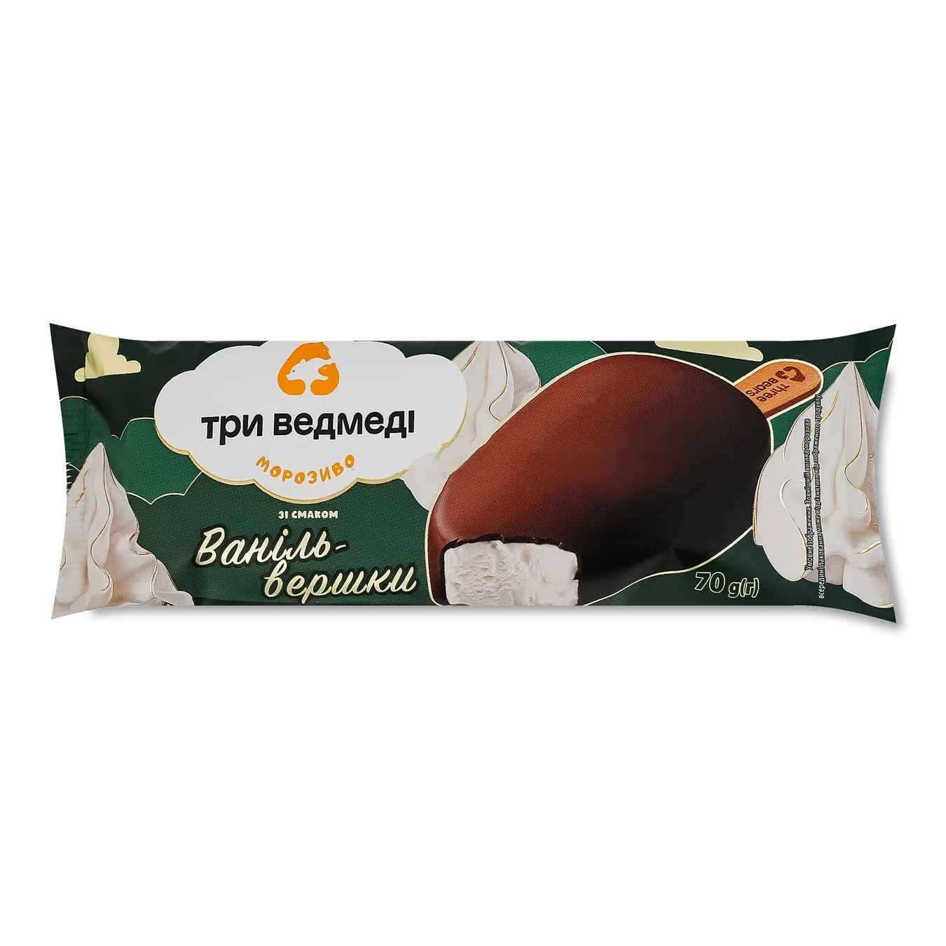 Морозиво Три ведмеді ваніль вершки глазур паличка - Фото 1