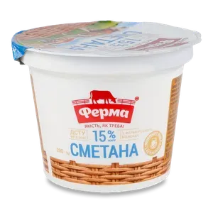 Сметана «Ферма» 15%, стакан - Photo 1