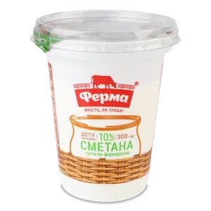 Сметана Ферма Густа по-фермерськи 10%, стакан - Photo 1