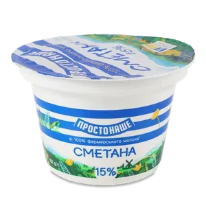 Сметана Простонаше 15%, стакан - Photo 1