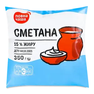 Сметана «Повна Чаша»® 15% плівка - Photo 1