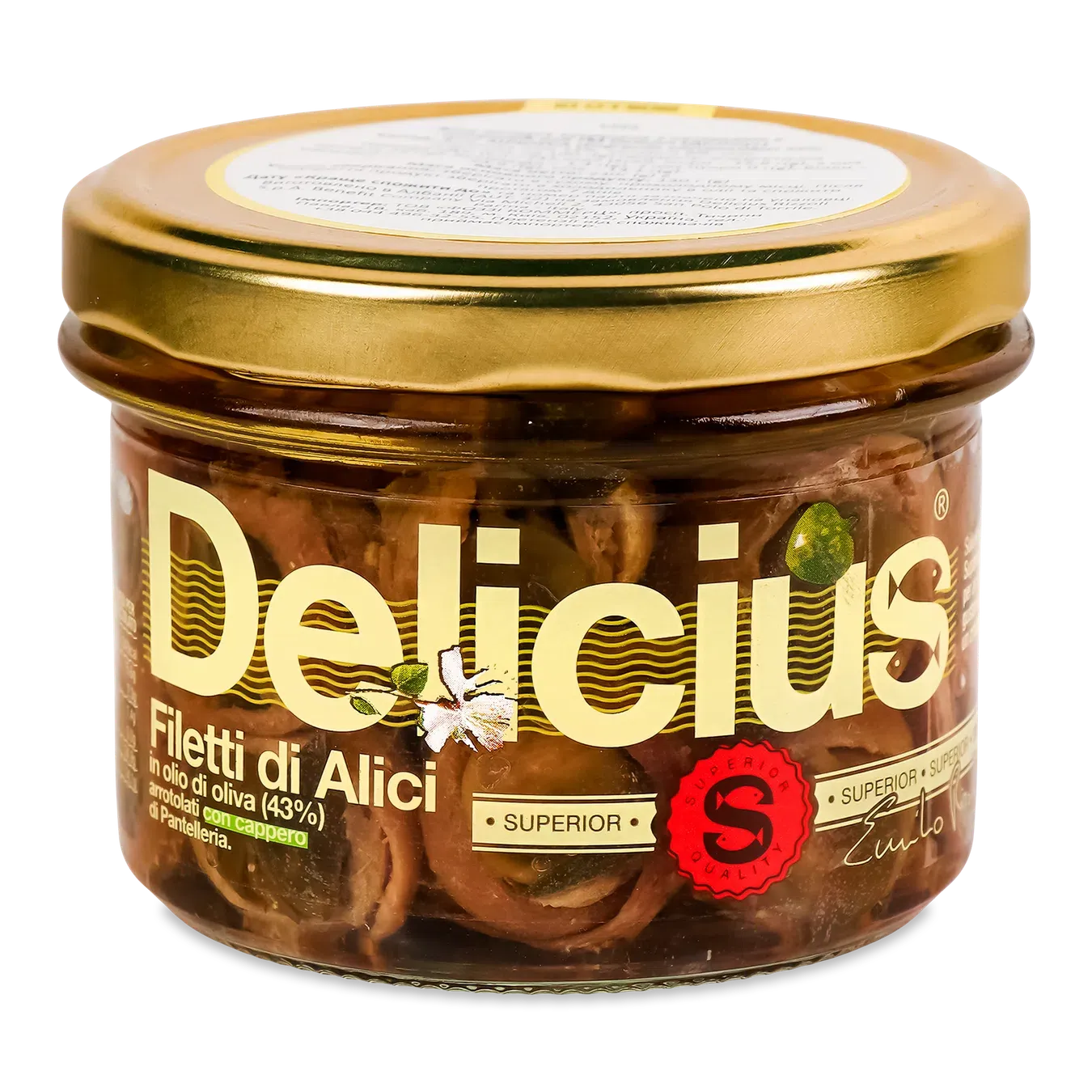 Анчоуси Delicius філе закручене з каперсами в оливковій олії - Фото 1