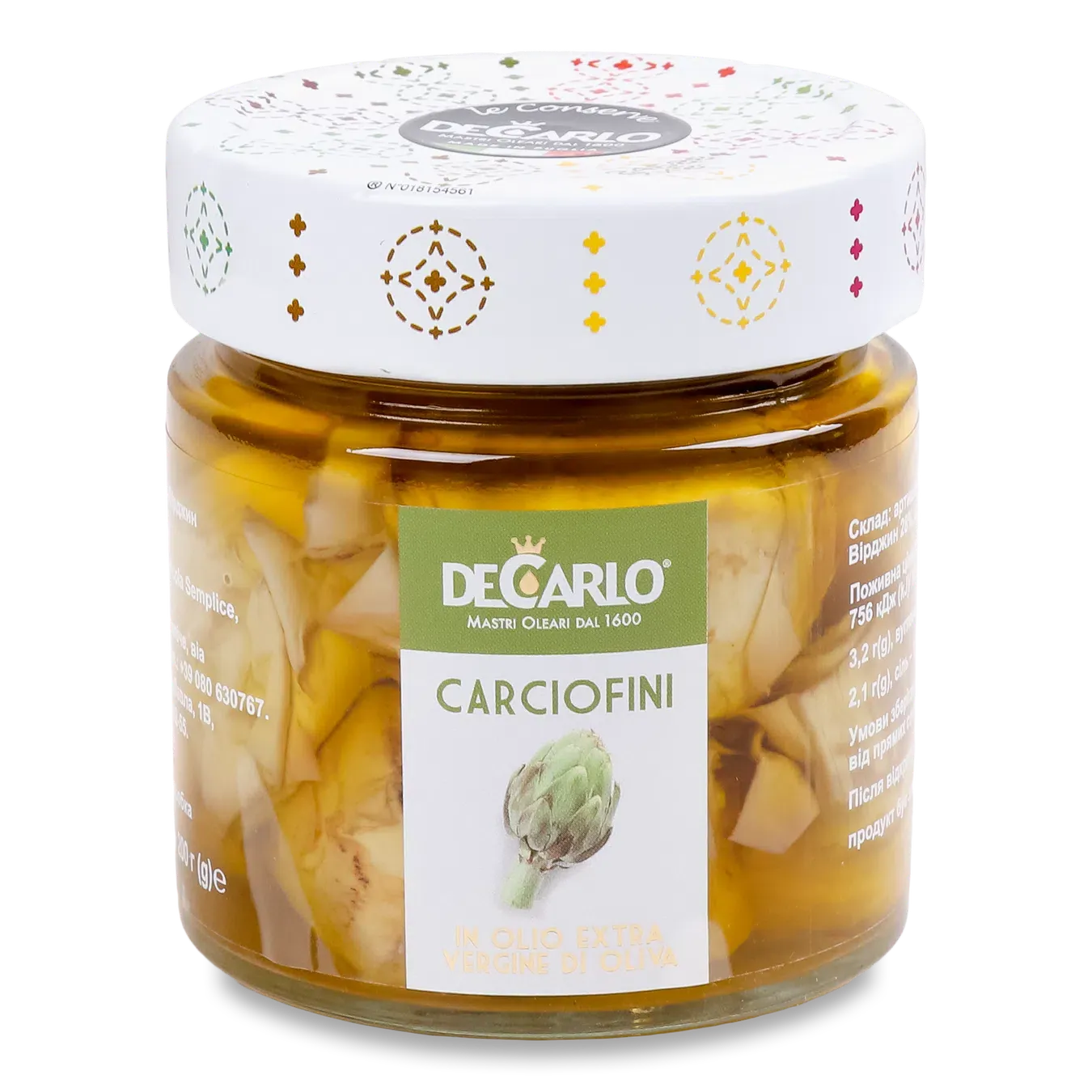 Артишоки DeCarlo цілі в оливковій олії Extra Virgin - Фото 1