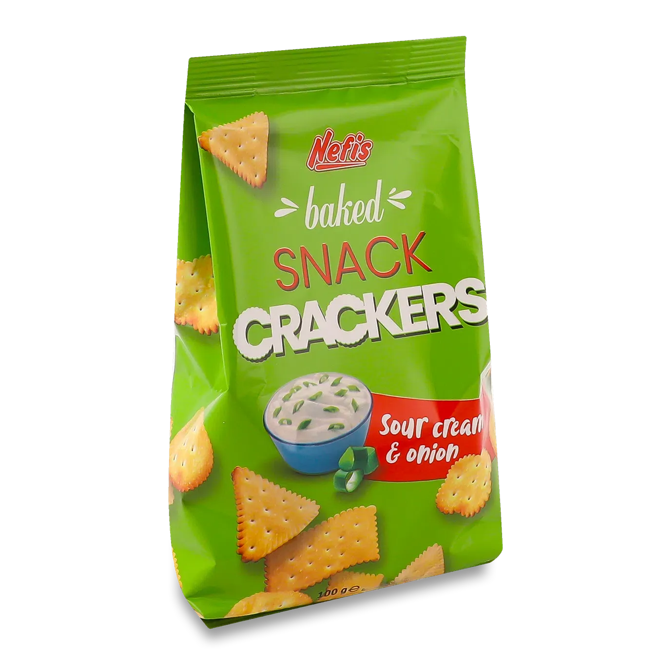 Крекер Nefis Crackers Sour Crem &Onion з сіллю - Фото 1