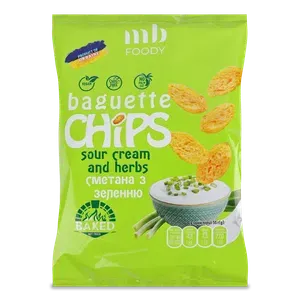 Багети MB Foody Chips пшеничні зі смаком сметани з зеленню - Photo 1