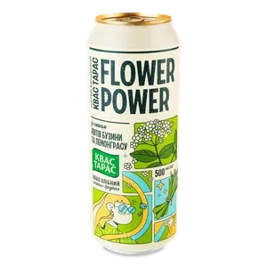 Квас Тарас FLOWER POWER зі смаком квітів бузини та лемонграсу з/б - Photo 1
