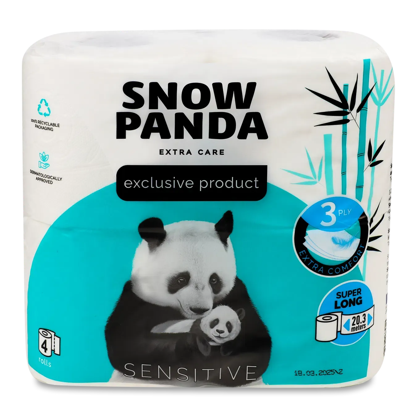 Папір туалетний «Сніжна панда» Extra Care Sensitive - Фото 1