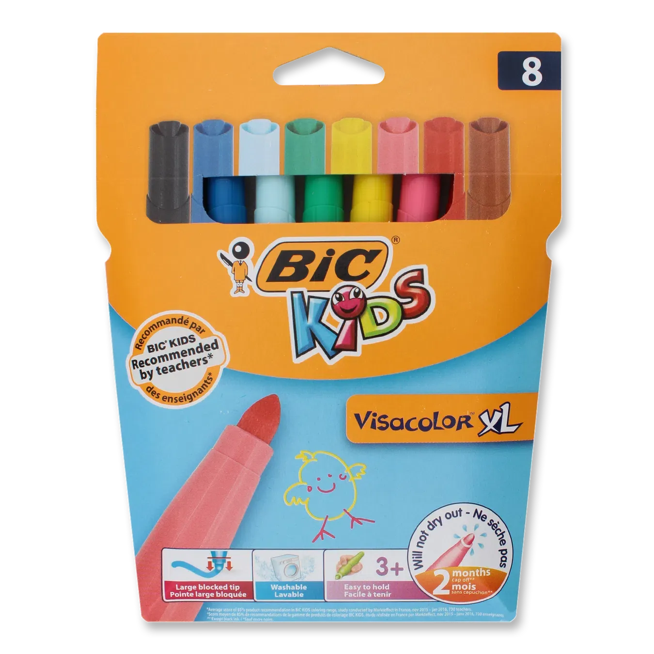 Фломастери BIC Visacolor XL Kids 8 кольорів - Фото 1