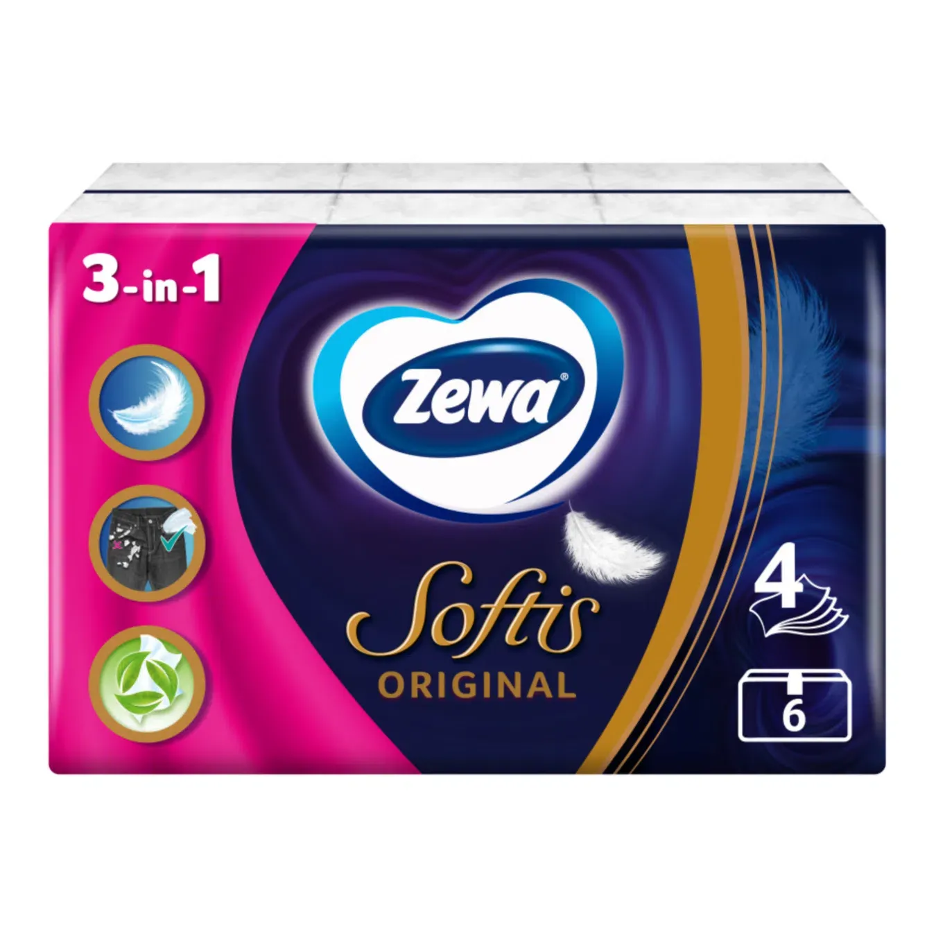 Хусточки носові Zewa Softis Original 4-шарові - Фото 1