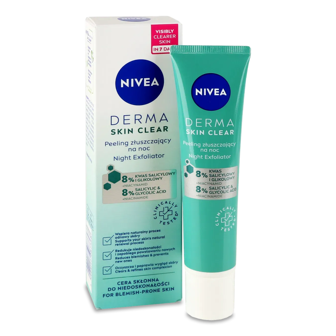 Ексфоліант для обличчя Nivea Derma Skin Clear нічний - Фото 1