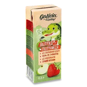Сік Galicia Baby яблуко і полуниця з м'якоттю - Photo 1