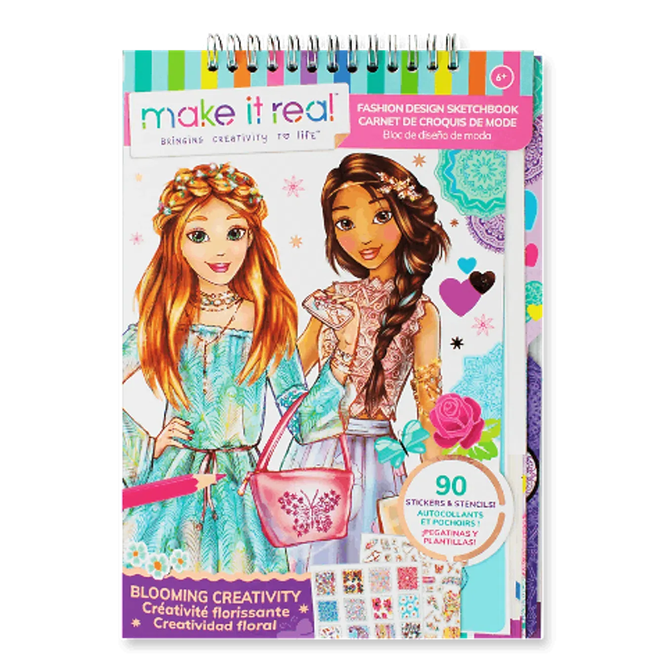 Блокнот Make it Real «Квіткова фантазія» з трафаретами - Фото 1