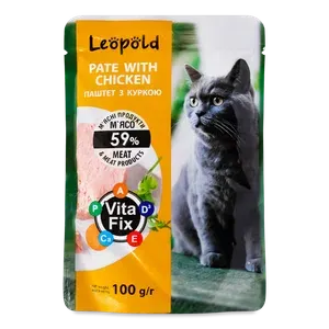 Корм для котів Леопольд паштет з куркою - Photo 1