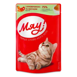 Корм для котів Мяу! желе з яловичиною та овочами - Photo 1