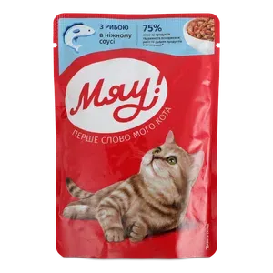 Корм для котів Мяу! з рибою в ніжному соусі - Photo 1