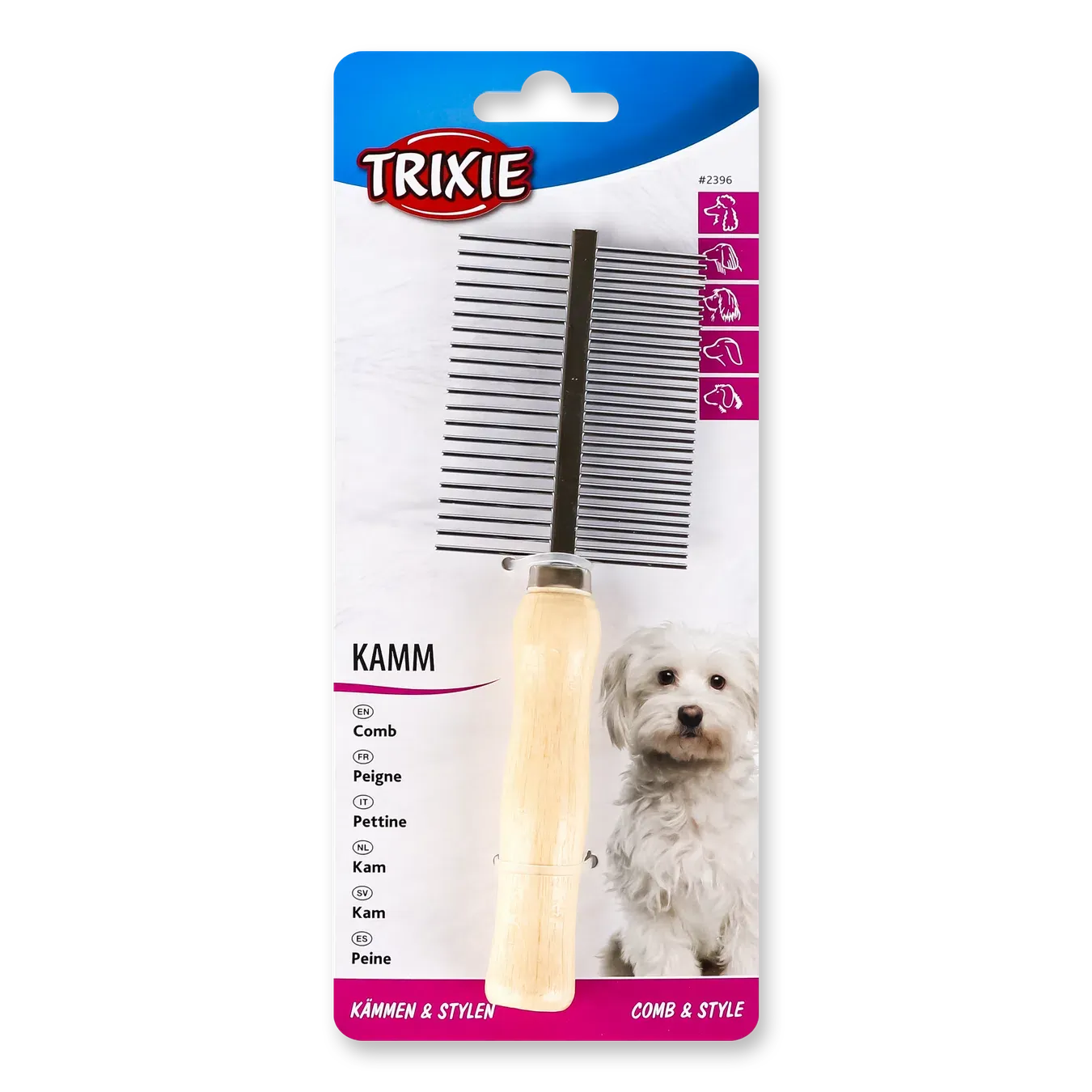 Гребінець Trixie двосторонній з дерев'яною ручкою - Фото 1
