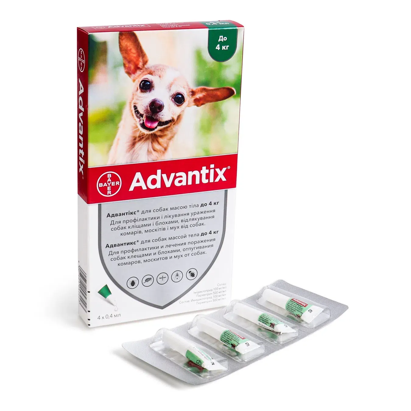 Краплі для собак Advantix Bayer до 4 кг - Фото 1