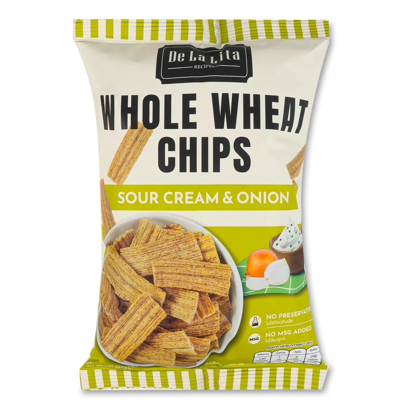 Чипси De La Lita цільнозернові смак сметана-цибуля - Фото 1