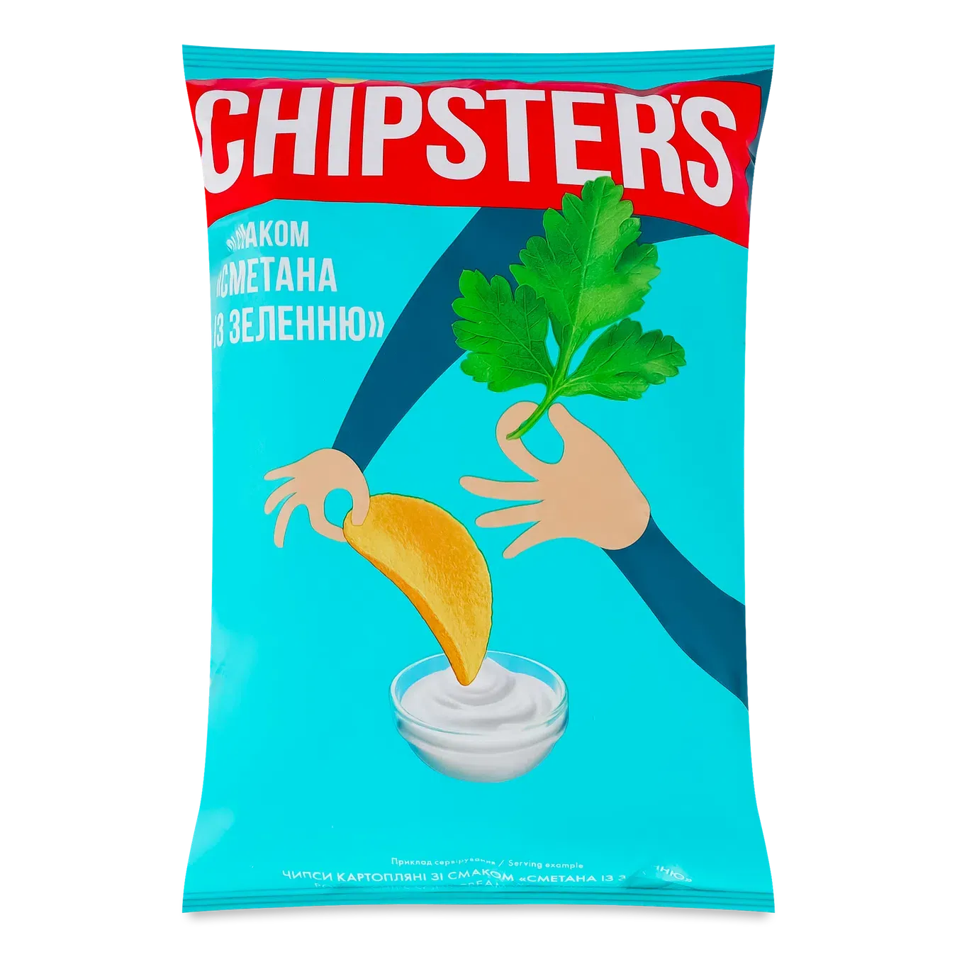 Чипси Chipster's картопляні зі смаком сметани з зеленню - Фото 1