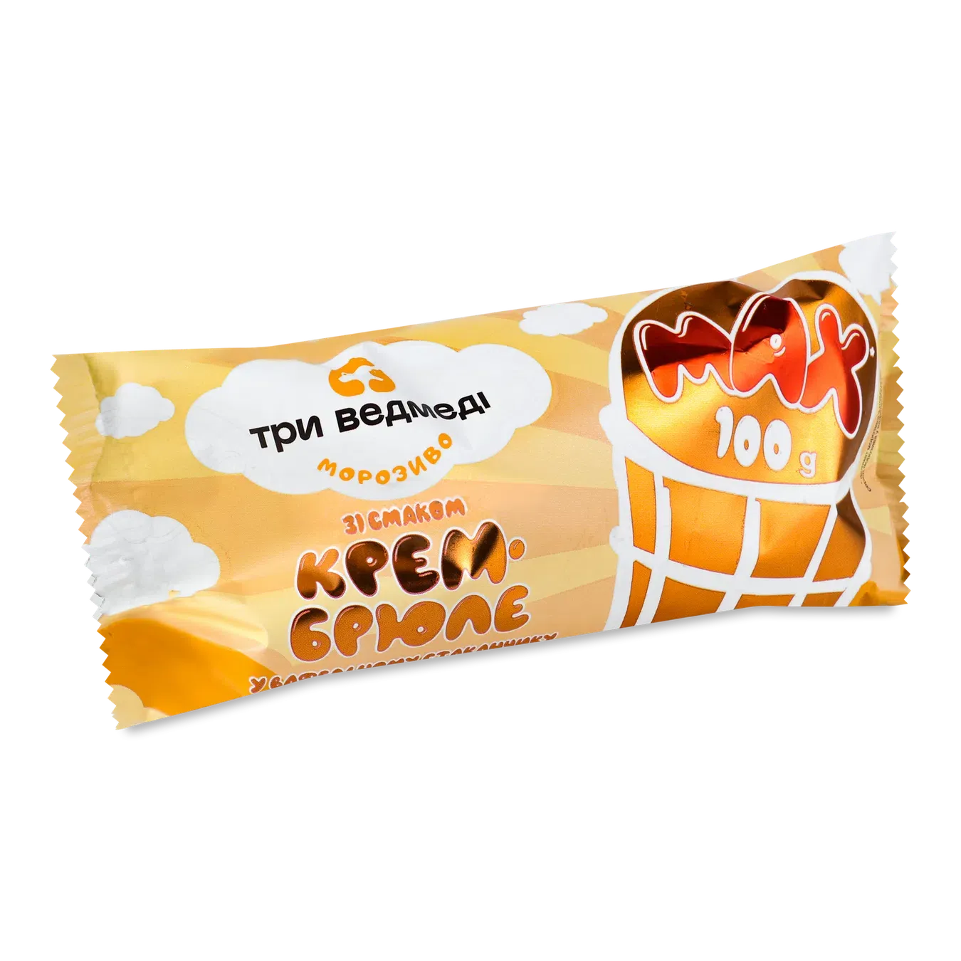 Морозиво Три ведмеді крем-брюле у вафельному стаканчику - Фото 1