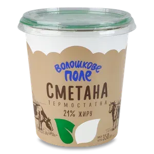 Сметана «Волошкове поле» термостатна 21%, стакан - Фото 1
